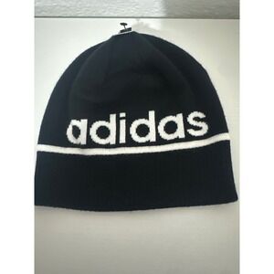 Adidas Youth ClimaWarm Black Beanie Hat Winter Knit Cap Kids Logo